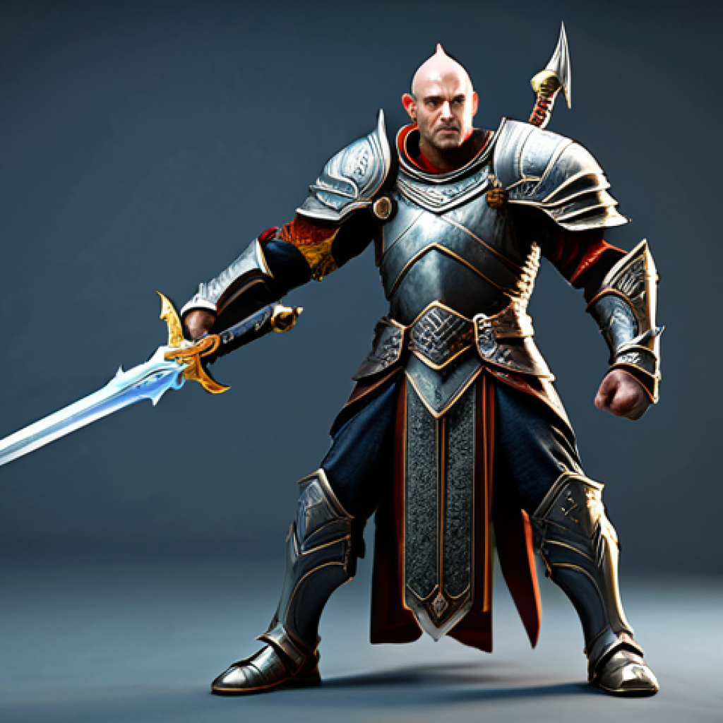 리니지 신규 클래스 소개 - The Versatile Warrior** "A strong and agile warrior in a fantasy setting, wielding both a glowing e...