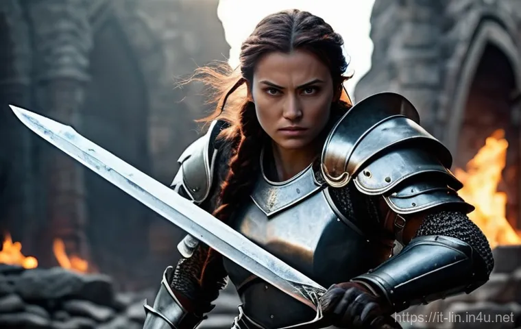 리니지 클래스별 추천 무기 - **Prompt for a Warrior/Berserker:** "A powerful, battle-hardened female warrior, clad in sturdy,...