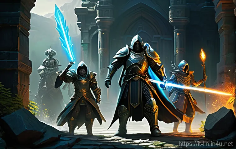 리니지 고급 장비 설명 - **A Symphony of Synergy: The Coordinated Assault** A highly detailed, cinematic fantasy illustra... 리니지 고급 장비 설명 - **A Symphony of Synergy: The Coordinated Assault** A highly detailed, cinematic fantasy illustra...