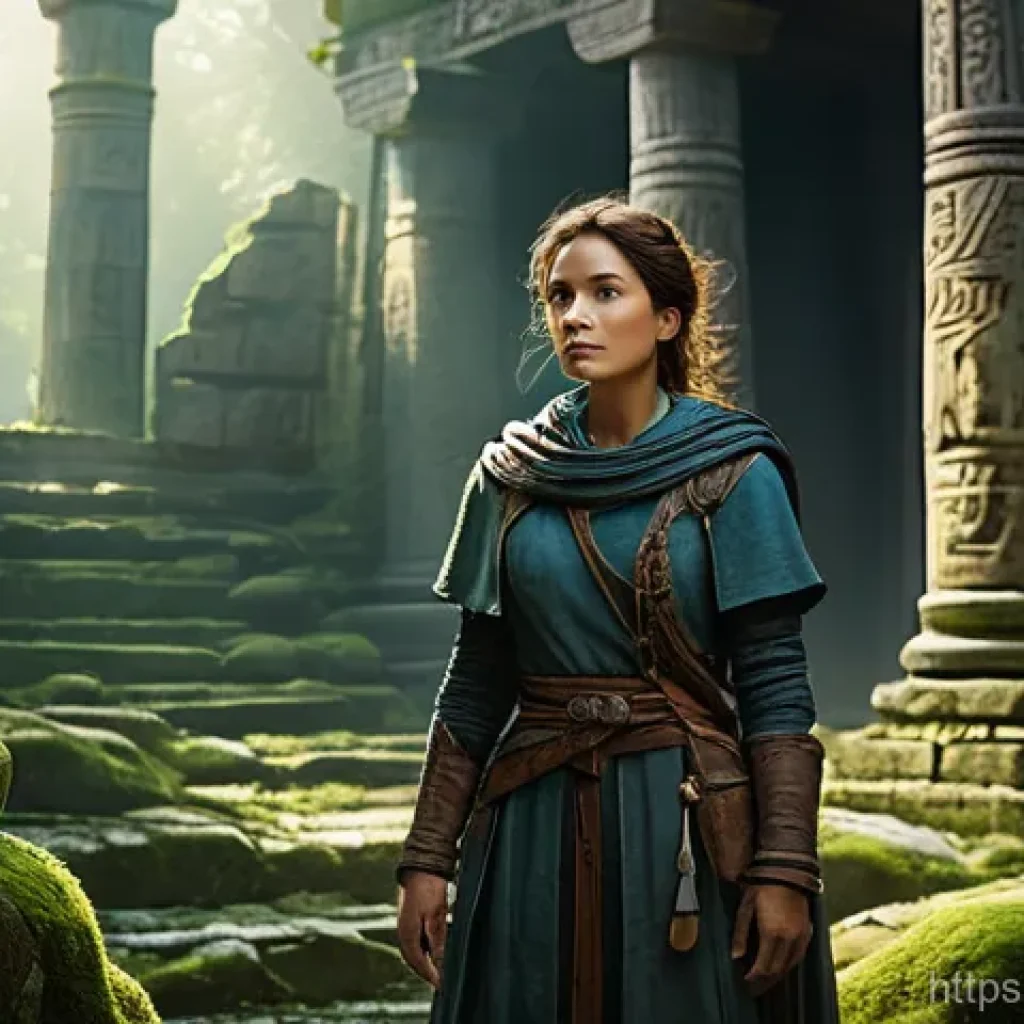 리니지 희귀 아이템 위치 - **Prompt 1: The Seeker in Forgotten Ruins** "A determined female adventurer, with a practical le...