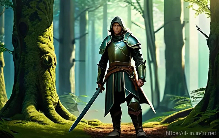 리니지 명예 계급 시스템 - **Image Prompt 1: The Aspiring Warrior** A determined young adventurer, either male or female, i...