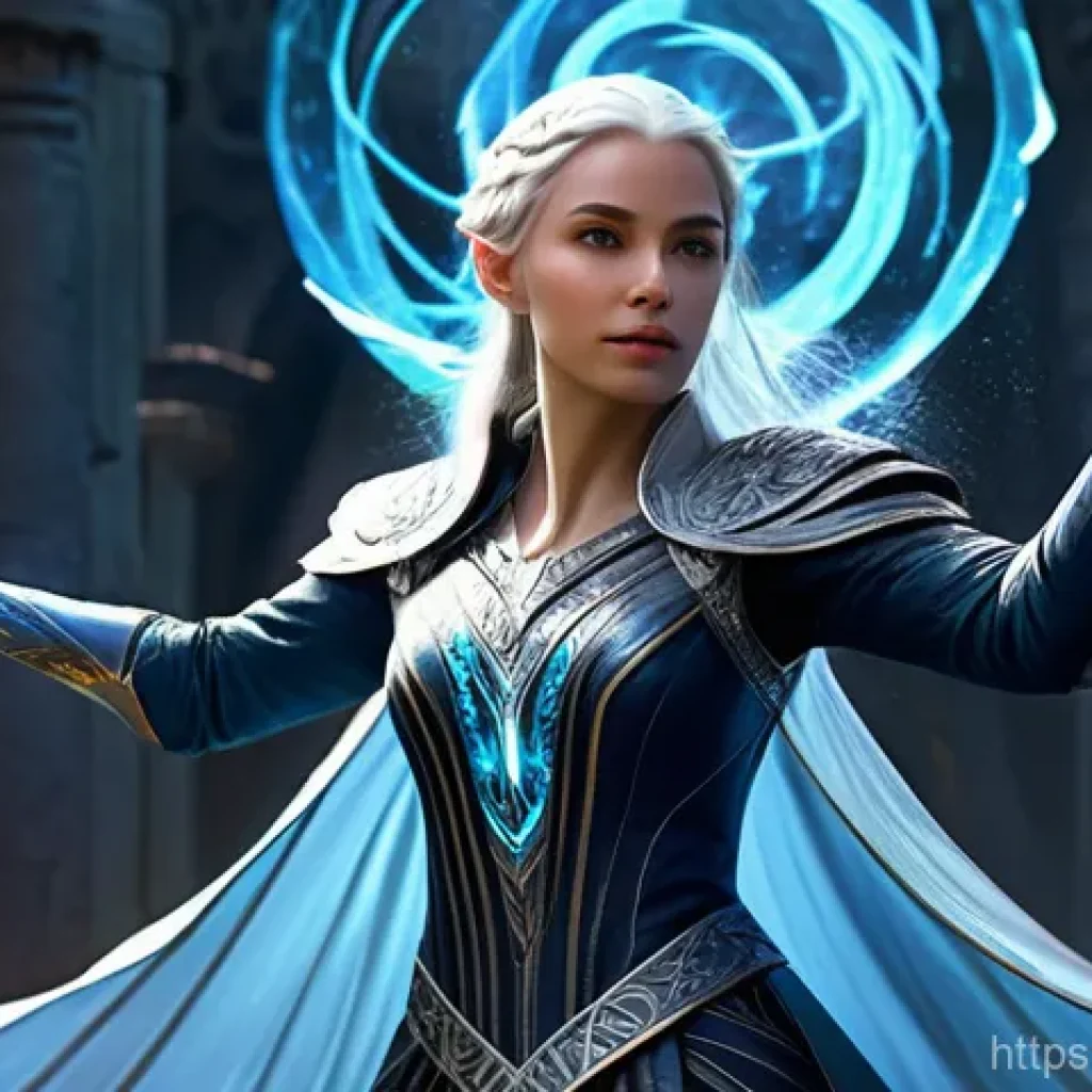 리니지 직업별 스킬 조합 - **Prompt: A dynamic scene of a powerful female Elven Archmage, mid-cast, unleashing a devastating el...