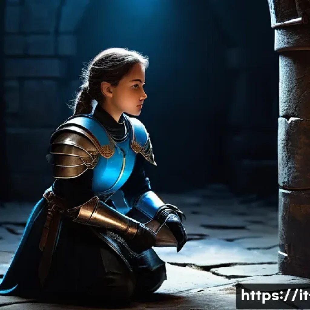 리니지 버려진 유물 활용법 - **Prompt:** A young, determined female adventurer in practical, sturdy leather armor and a full tuni...