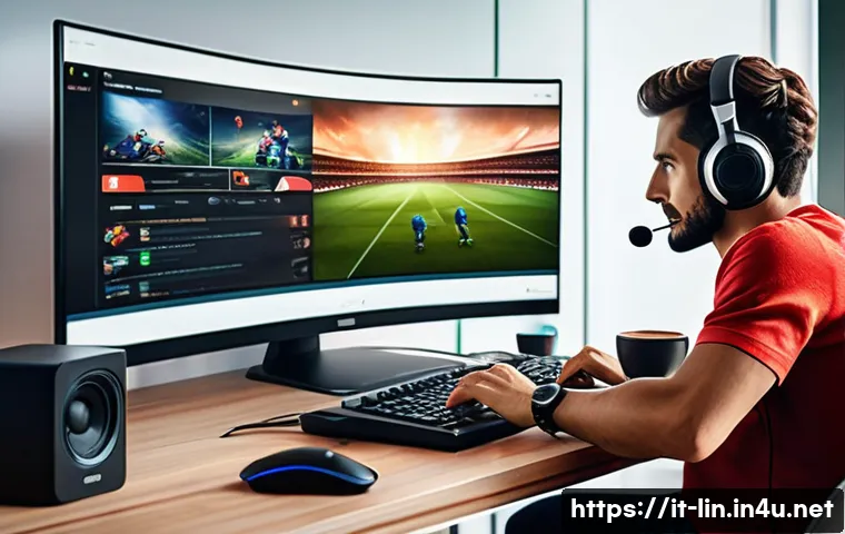 리니지 자주 쓰는 매크로 - A detailed digital artwork of a focused gamer in a cozy, modern Italian living room, using a high-en...