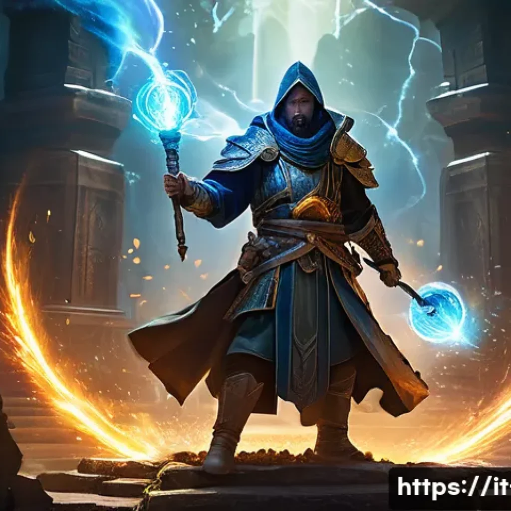 리니지 고급 기술 활용법 - A tactical fantasy battle scene featuring a skilled mage managing mana carefully during an intense f...