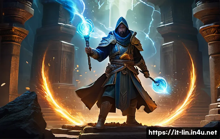 리니지 고급 기술 활용법 - A tactical fantasy battle scene featuring a skilled mage managing mana carefully during an intense f...