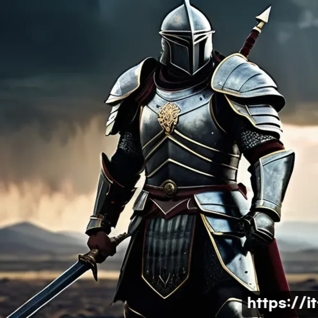 리니지 최적의 스탯 분배 - A detailed fantasy warrior character standing confidently on a battlefield, wearing heavy armor that...
