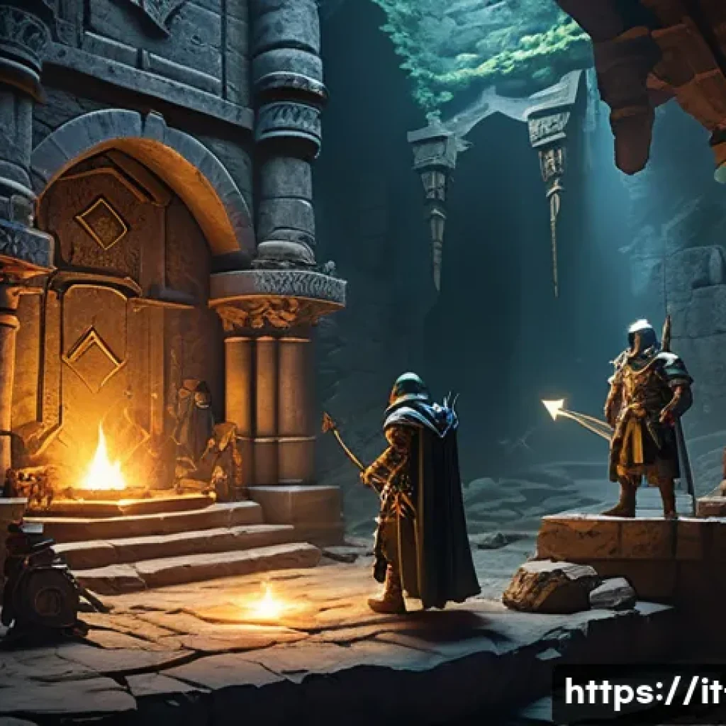 리니지 이벤트 대비법 - A detailed fantasy game event scene showing a diverse group of adventurers strategizing around a glo...