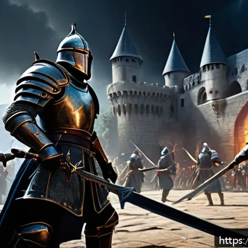 리니지 PVP 보상 시스템 - A dynamic PvP battle scene set in a medieval fantasy arena during an intense moment of combat, featu...