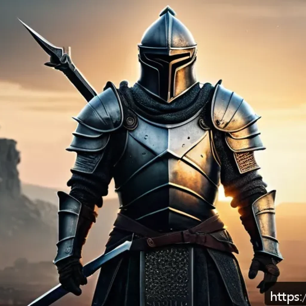 리니지 초보자를 위한 로드맵 - A detailed fantasy warrior clad in heavy armor, wielding a massive two-handed sword, standing confid...