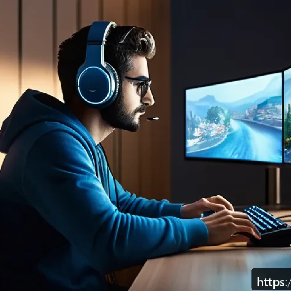 리니지 아이템 거래 주의사항 - A detailed digital illustration of a cautious gamer sitting at a computer desk, carefully analyzing ...