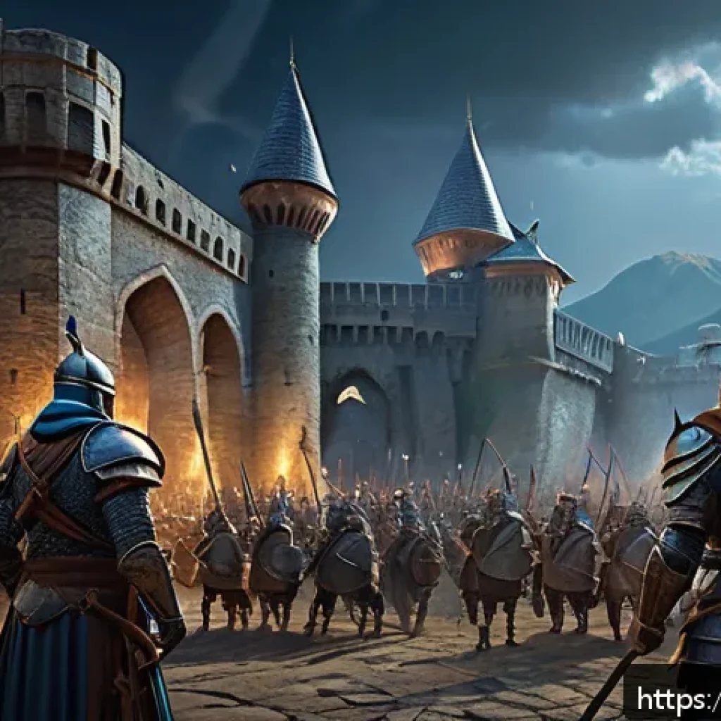 리니지 퀘스트 효율 순위 - A detailed fantasy game scene showing a diverse group of players collaborating in a clan mission: ar...