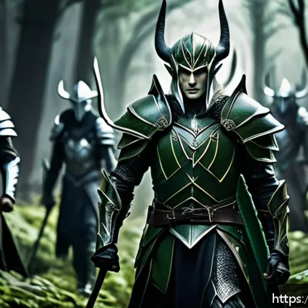 리니지 세계관 심층 분석 - A majestic fantasy battlefield scene depicting the clash between the Elves and Dark Elves factions f...