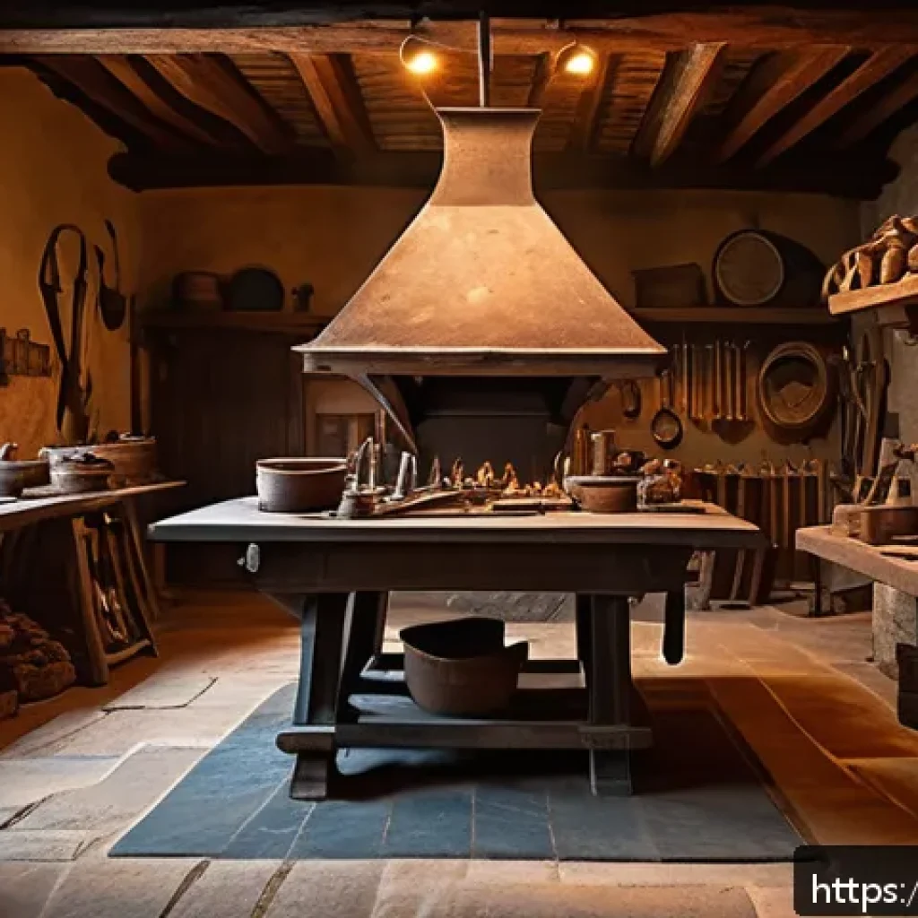 리니지 희귀 무기 제작법 - A detailed fantasy blacksmith forge scene inside a medieval Italian-style workshop, featuring a skil...