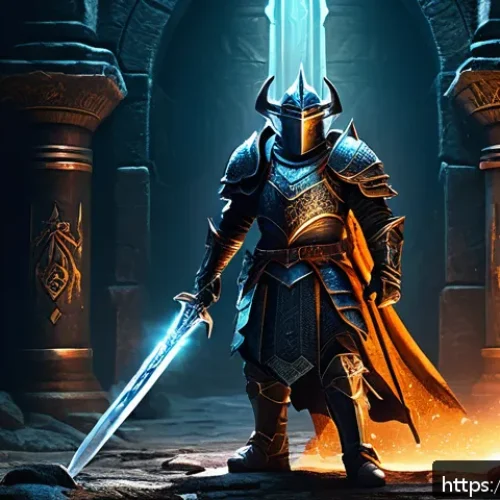Home 31 리니지 희귀 장비 설명 - A detailed scene inside the Antharas dungeon, showcasing a heroic adventurer clad in full armor wiel...