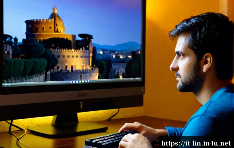 Home 16 리니지 고난도 퀘스트 완수법 - Photorealistic Italian gamer in a cozy Rome apartment at dusk, focused on completing a difficult fan...